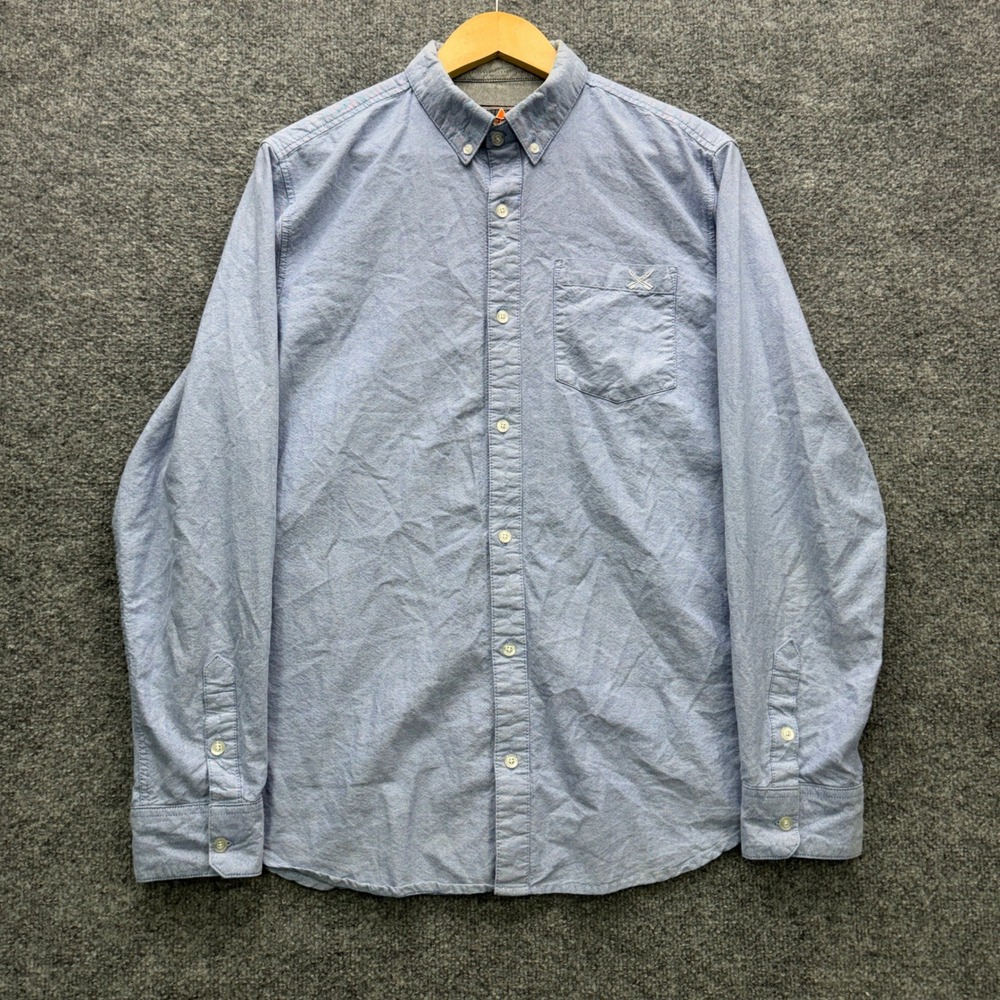 Dravus Button Shirt Men's Size M Blue Long Sleeve Oxford Pocket Casual Top
